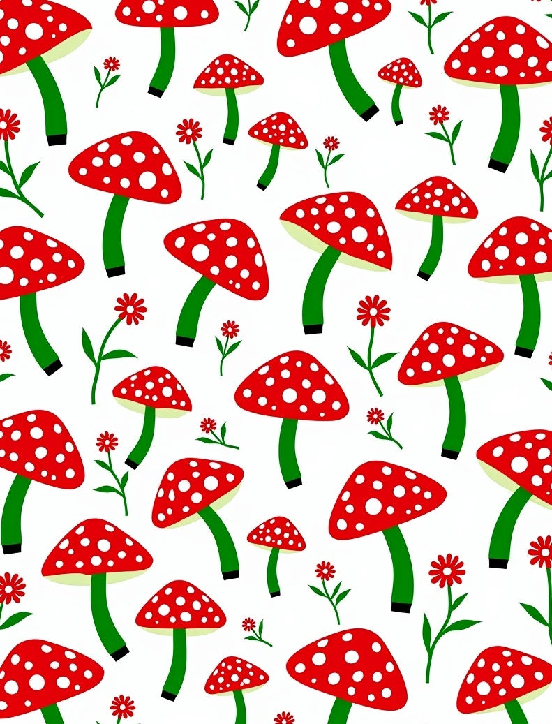 Red White Spotted Mushroom Garden Rug