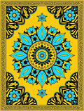 Vibrant Yellow Teal Medallion Floral Rug