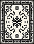 Ornate Black Floral Scrollwork Medallion Rug