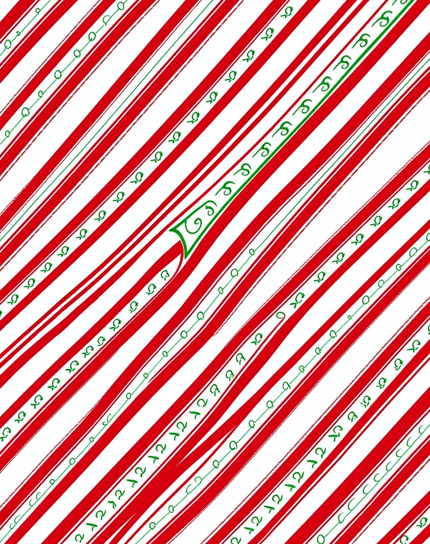 Red Green White Striped Swirl Rug