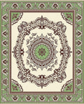 Cream Jade Art Nouveau Medallion Rug