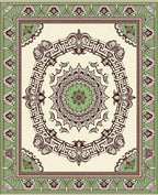Cream Jade Art Nouveau Medallion Rug