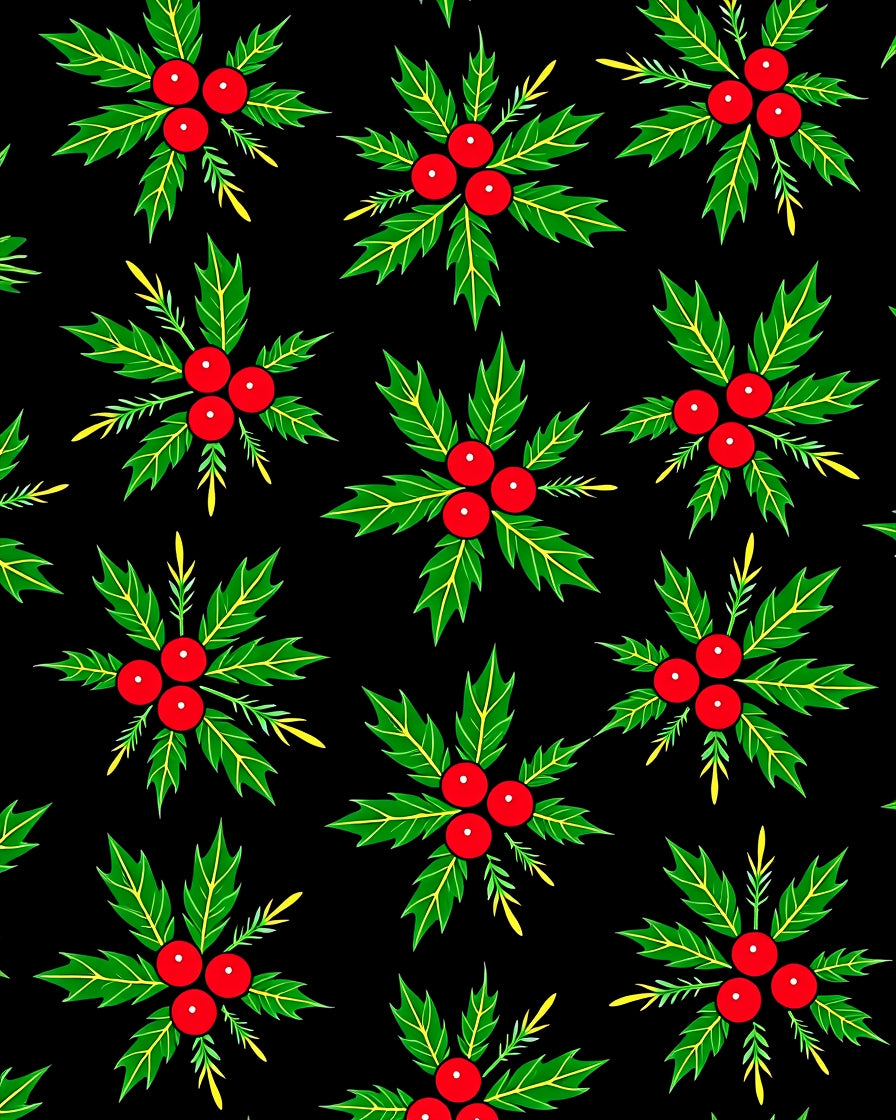Festive red berry holly sprigs Rug