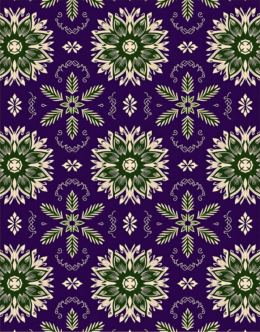 Emerald Green Ivory Floral Medallion Swirl Rug