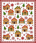 Whimsical Gingerbread Village Winter Snowflakes Rug