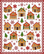Whimsical Gingerbread Village Winter Snowflakes Rug