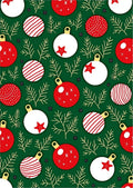 Festive Green Christmas Ornaments Garland Rug