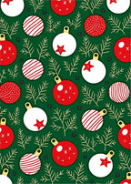 Festive Green Christmas Ornaments Garland Rug
