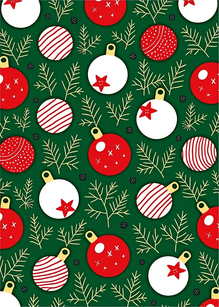 Festive Green Christmas Ornaments Garland Rug