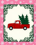 Retro Red Truck Christmas Trees Rug
