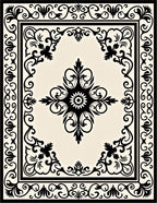 Classic Black Cream Medallion Border Rug