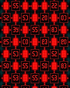 Retro Digital Red Numerals Grid Rug