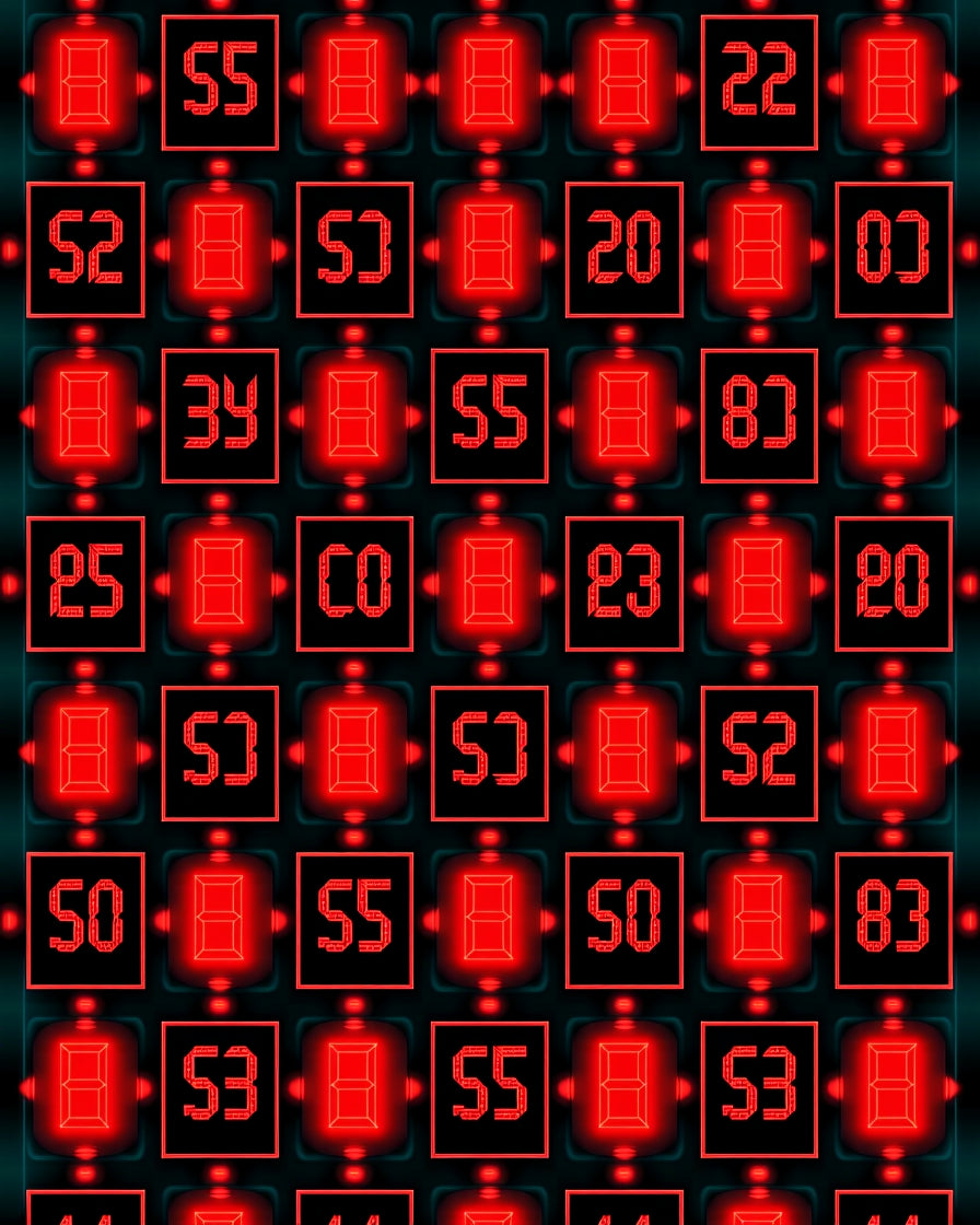 Retro Digital Red Numerals Grid Rug