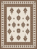 Brown Medallion Frame With Floral Accents Rug