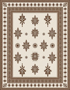 Brown Medallion Frame With Floral Accents Rug