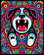 Psychedelic Dog Face Swirls Rug