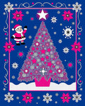 Fun Santa Pink Christmas Tree Rug