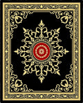 Black Gold Red Ornate Floral Medallion Rug