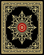 Black Gold Red Ornate Floral Medallion Rug