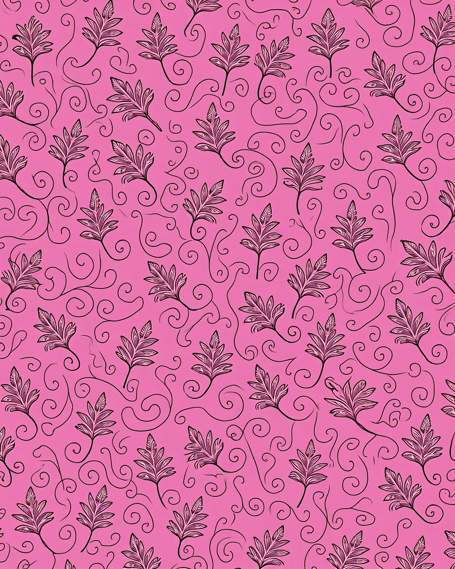 Fuchsia Pink Leafy Swirl Accents Rug