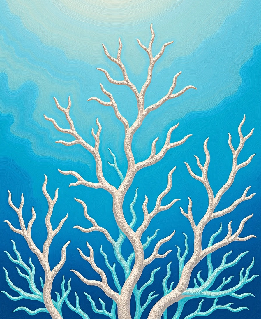 Ivory Coral Azure Oceanic Branches Rug
