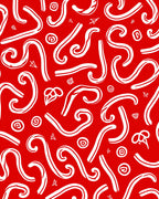 Red and White Swirl Candy Cane Collage Rug