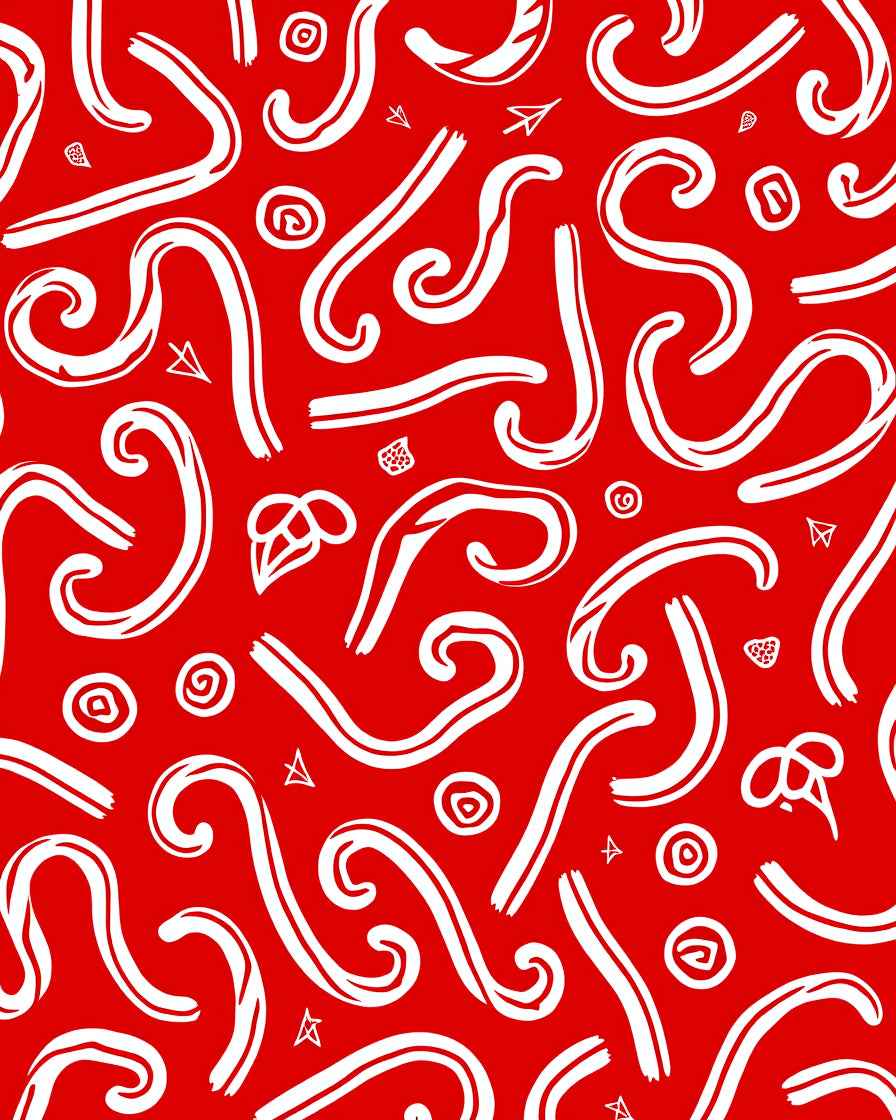 Red and White Swirl Candy Cane Collage Rug
