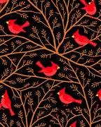 Vibrant Red Cardinals Nature Scene Rug