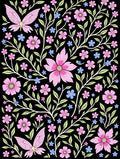 Pink Butterfly Floral Swirl Garden Rug