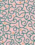 Pink Teal Swirls Stars Rug
