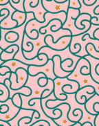 Pink Teal Swirls Stars Rug