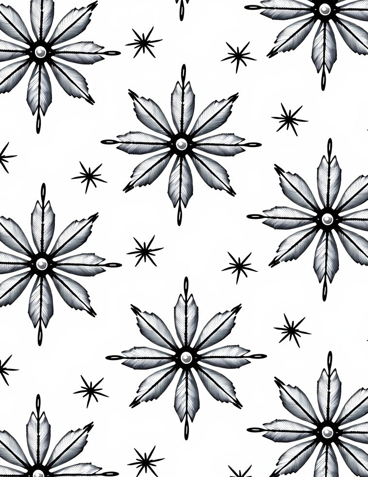 Monochromatic Starburst Feather Arrangement Rug