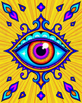 Vibrant Psychedelic Eye Radiating Sunburst Rug