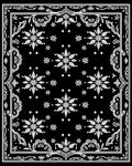 Black White Snowflake Medallion Border Rug