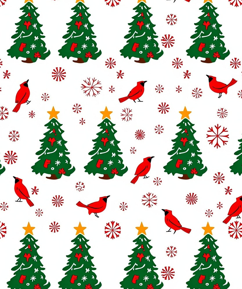 Red Cardinal Christmas Tree Snowflakes Rug