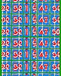 Bold Red Numbers Blue Squares Rug