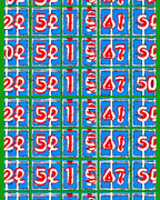 Bold Red Numbers Blue Squares Rug