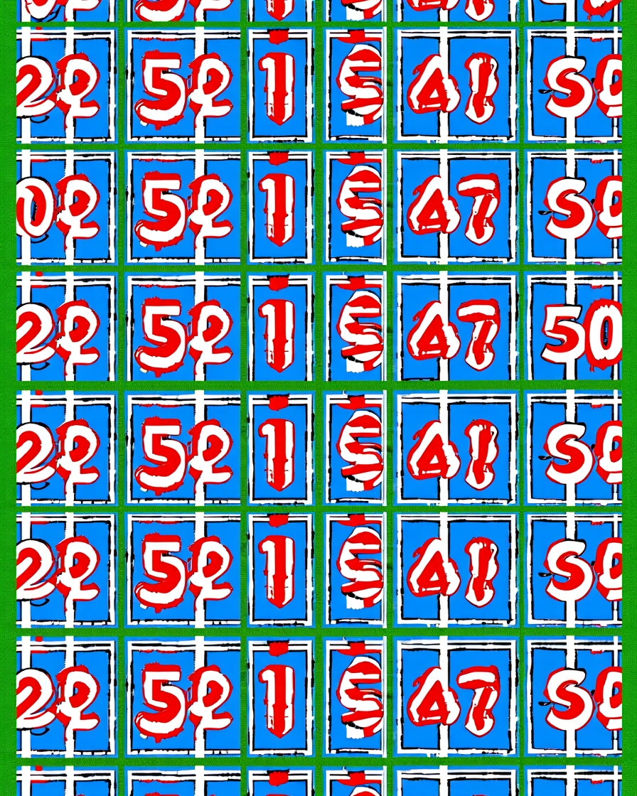 Bold Red Numbers Blue Squares Rug