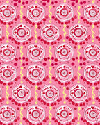 Pink Red Swirl Medallion Dots Rug