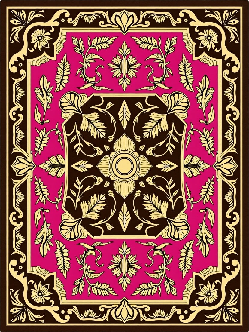 Vibrant Magenta Floral Medallion Rug