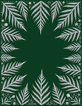 Emerald Green Fern Frond Border Rug