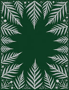 Emerald Green Fern Frond Border Rug