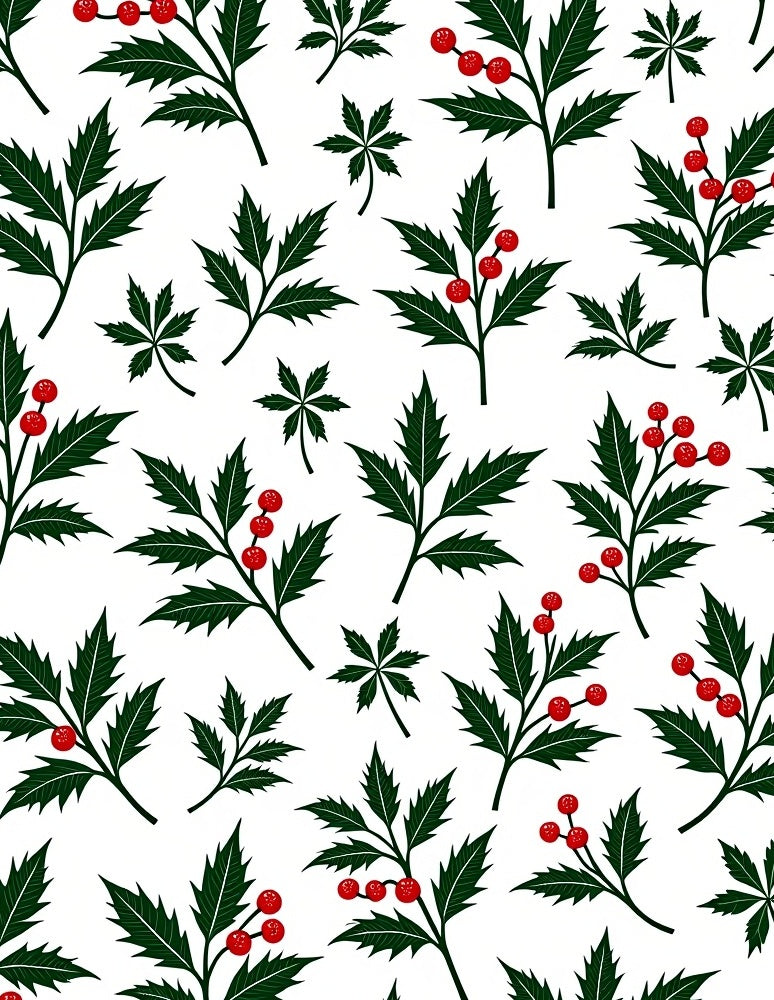 Dark Green Holly Berry Garland Rug