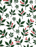 Dark Green Holly Berry Garland Rug