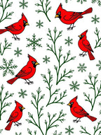 Winter Cardinal Snowflake Branch Illustration Rug