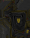 Black White Yellow Topographic Lines Rug