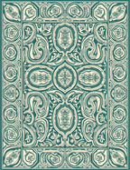 Emerald Cream Arabesque Floral Frame Rug