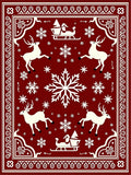 Deep Red Flying Reindeer Sleigh Snowflakes Rug