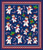Happy Snowman Candy Cane Holly Border Rug