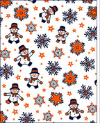 Whimsical Snowman Orange Snowflake Star Rug